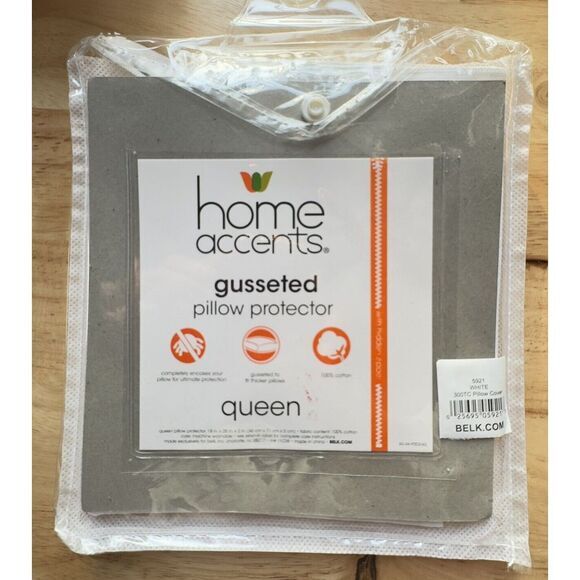 Home Accent Pillows Other - NOS Home Accents 100% Cotton STANDARD/ Queen ‎ Gusseted Pillow Protector BELK